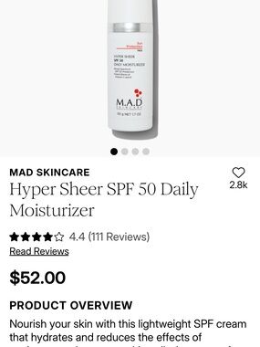 Hyper Sheer SPF 50 Daily Moisturizer — White